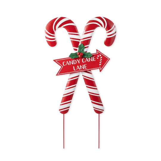 Glitzhome® 30" Metal Christmas Candy Cane Yard Stake in Red | 16" x 1" x 30" | Michaels®